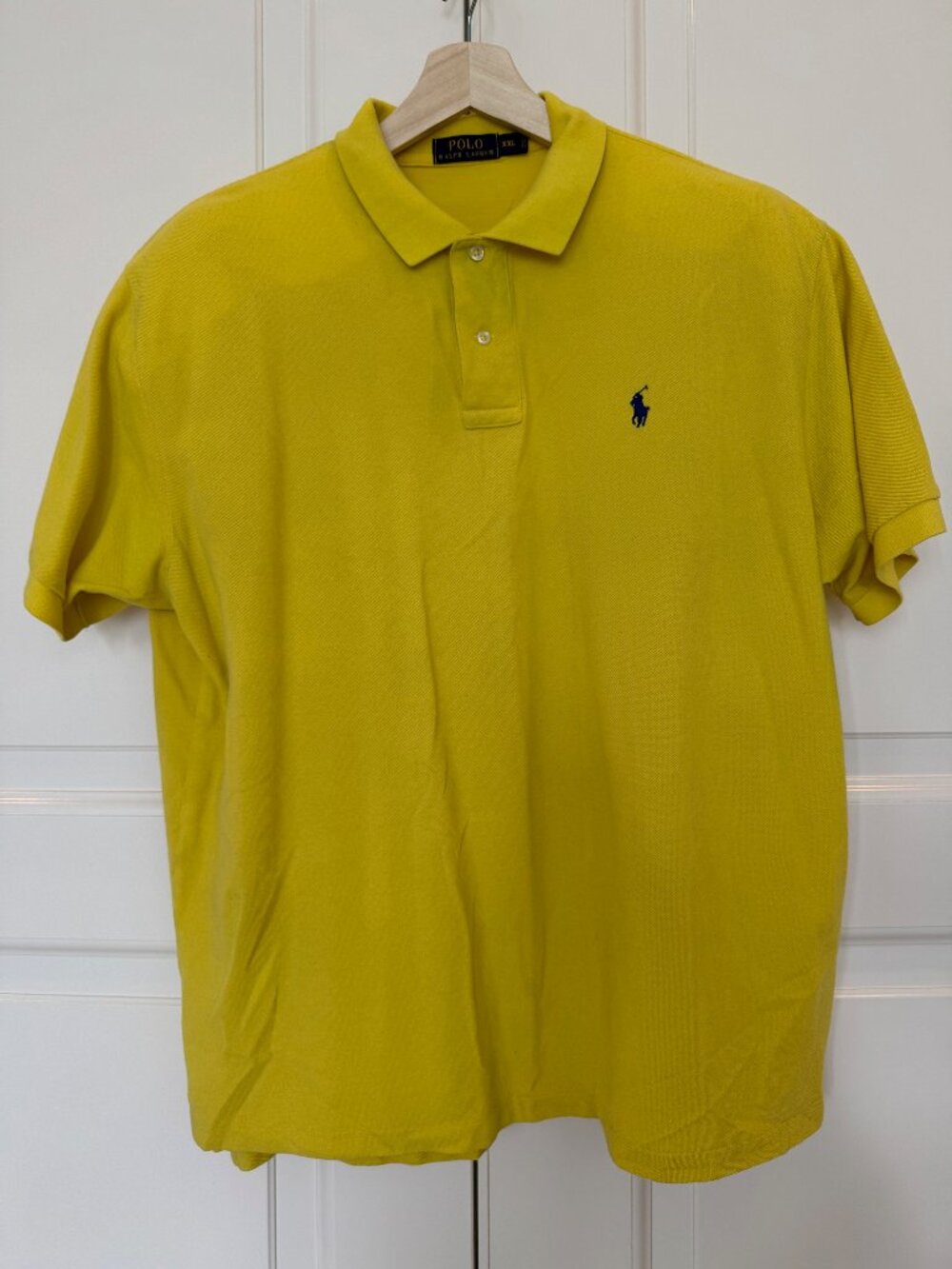 Polo Ralph Lauren Men’s XXL Yellow Navy Pony Mesh Polo Shirt